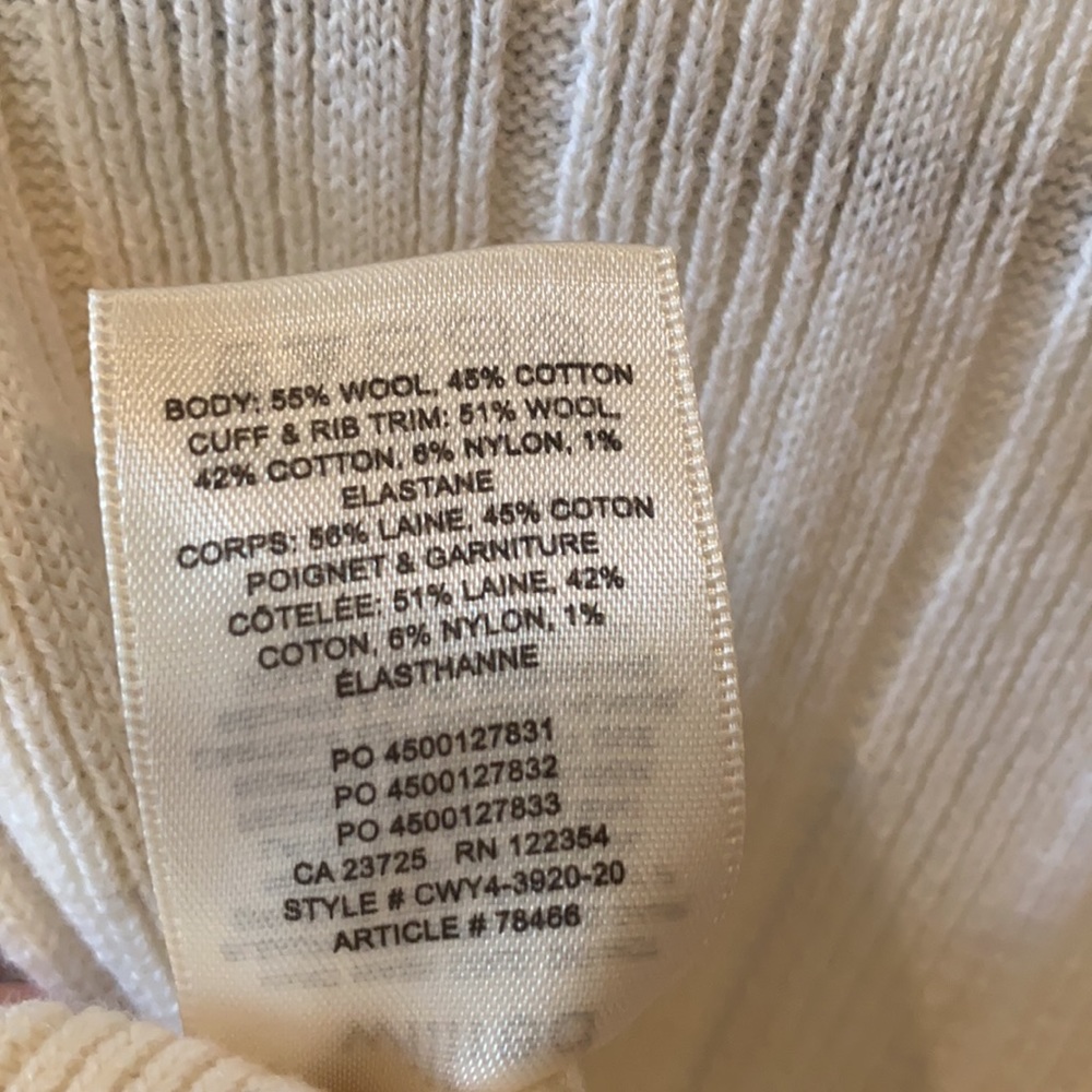 Aritzia x Wilfred Deep Plunge  Cream Ribbed V-Neck Button Cardigan - Picture 12 of 12